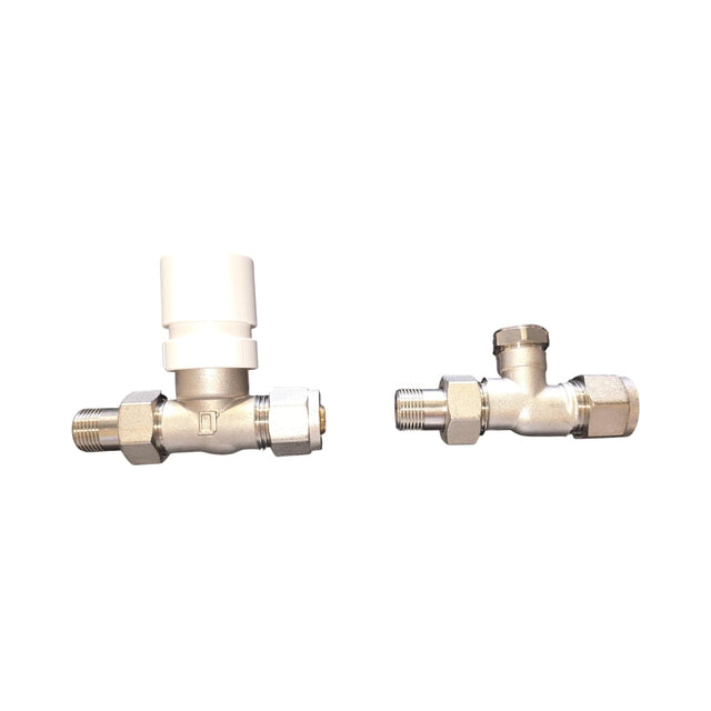 HM | Valvola e detentore dritto per Termosifoni Multistrato 3/8x16, Nichelate, con Adattatori 16mm | Controllo Temperatura, Efficienza Energetica - IDRAULICAMENTEHM | Valvola e detentore dritto per Termosifoni Multistrato 3/8x16, Nichelate, con Adattatori 16mm | Controllo Temperatura, Efficienza Energetica