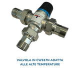 HM | Valvola miscelatrice termostatica solare 1" ottone cromato, 3 prolunghe 3/4" maschio | Regolazione 35 - 60°C, per acqua calda e fredda | Installazione semplice, per scaldabagni e impianti solari - IDRAULICAMENTEHM | Valvola miscelatrice termostatica solare 1" ottone cromato, 3 prolunghe 3/4" maschio | Regolazione 35 - 60°C, per acqua calda e fredda | Installazione semplice, per scaldabagni e impianti solari