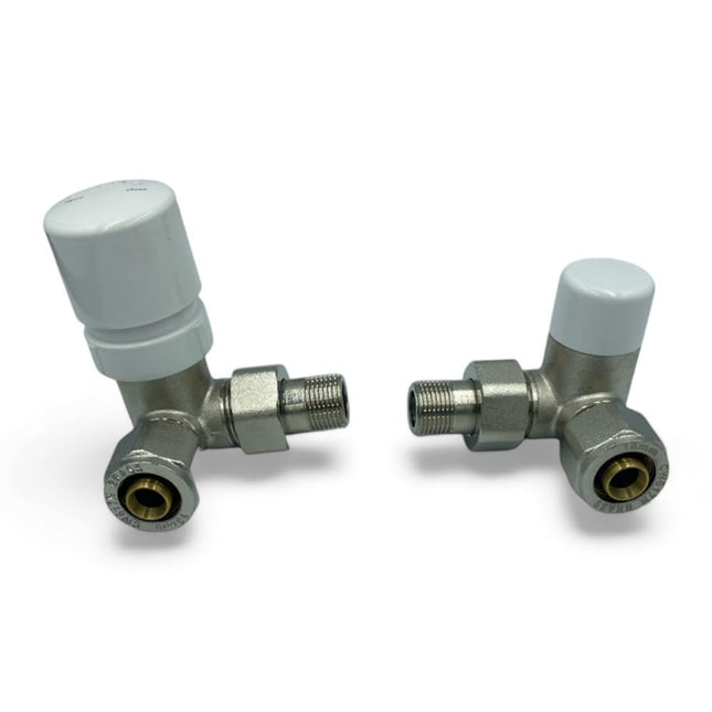 HM | Valvole Termostatizzabili Angolari 3/8x16, Nichelate, Universali DX/SX | Ottone Resistente, Facile Installazione, Adattatori Inclusi | Per Termosifoni dietro Porte - IDRAULICAMENTEHM | Valvole Termostatizzabili Angolari 3/8x16, Nichelate, Universali DX/SX | Ottone Resistente, Facile Installazione, Adattatori Inclusi | Per Termosifoni dietro Porte