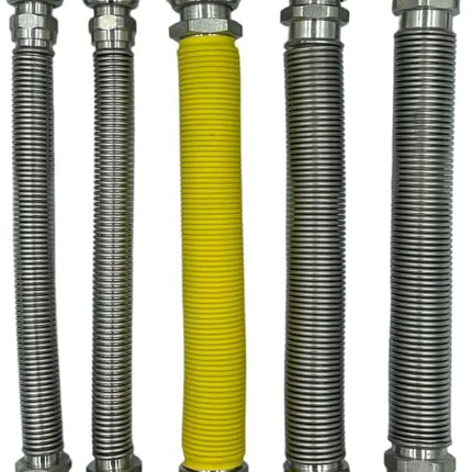 Kit Installazione Caldaia con 5 Tubi Flessibili Inox 220–420mm | Attacchi MF per Acqua e Gas | Versione Nuda o Rivestita | Guarnizioni Incluse - IDRAULICAMENTEKit Installazione Caldaia con 5 Tubi Flessibili Inox 220–420mm | Attacchi MF per Acqua e Gas | Versione Nuda o Rivestita | Guarnizioni Incluse