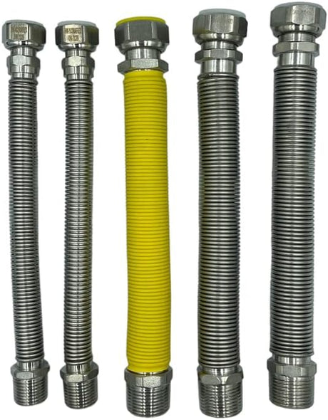 Kit Installazione Caldaia con 5 Tubi Flessibili Inox 220–420mm | Attacchi MF per Acqua e Gas | Versione Nuda o Rivestita | Guarnizioni Incluse - IDRAULICAMENTEKit Installazione Caldaia con 5 Tubi Flessibili Inox 220–420mm | Attacchi MF per Acqua e Gas | Versione Nuda o Rivestita | Guarnizioni Incluse