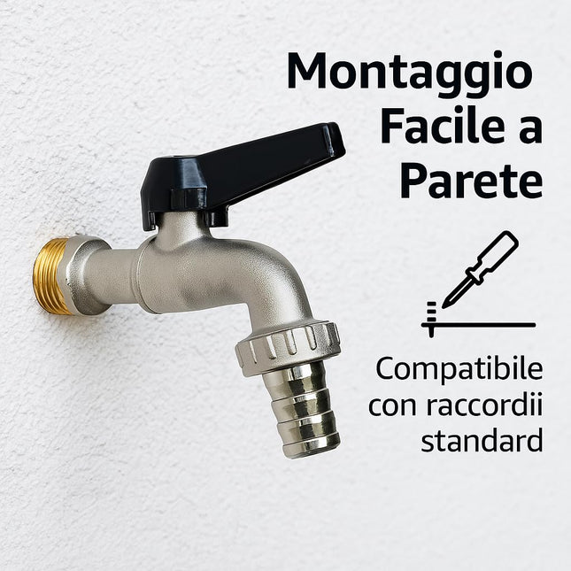 Rubinetto a Sfera 1/2 Pollice per Giardino in Ottone – Con Leva in Alluminio e Attacco Portagomma Incluso – Antiruggine, per Irrigazione Esterna, Tubo da Giardino, Rubinetto Esterno a Muro - IDRAULICAMENTERubinetto a Sfera 1/2 Pollice per Giardino in Ottone – Con Leva in Alluminio e Attacco Portagomma Incluso – Antiruggine, per Irrigazione Esterna, Tubo da Giardino, Rubinetto Esterno a Muro