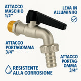 Rubinetto a Sfera 1/2 Pollice per Giardino in Ottone – Con Leva in Alluminio e Attacco Portagomma Incluso – Antiruggine, per Irrigazione Esterna, Tubo da Giardino, Rubinetto Esterno a Muro - IDRAULICAMENTERubinetto a Sfera 1/2 Pollice per Giardino in Ottone – Con Leva in Alluminio e Attacco Portagomma Incluso – Antiruggine, per Irrigazione Esterna, Tubo da Giardino, Rubinetto Esterno a Muro