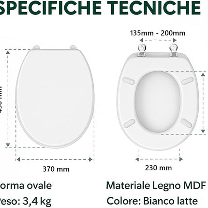 Sedile WC Universale Regolabile in MDF Antibatterico – Facile Montaggio - IDRAULICAMENTESedile WC Universale Regolabile in MDF Antibatterico – Facile Montaggio