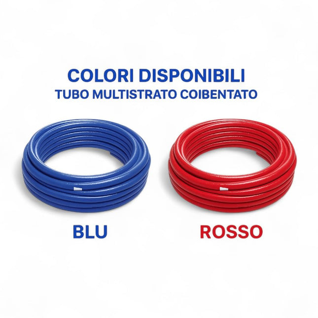 Tubo Multistrato Coibentato ISOCLIMA Diametro 16/20/26/32 mm Rivestito con Guaina Isolante - Rotolo da 25 o 50 Metri per Impianti Idraulici, Acqua Calda/Fredda e Riscaldamento - IDRAULICAMENTETubo Multistrato Coibentato ISOCLIMA Diametro 16/20/26/32 mm Rivestito con Guaina Isolante - Rotolo da 25 o 50 Metri per Impianti Idraulici, Acqua Calda/Fredda e Riscaldamento
